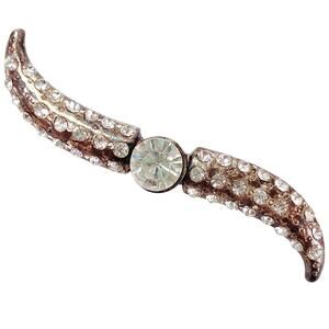 Unusual Vintage 1950s Bar Brooch Rhinestone Mid Century Costume Pin Chic Sparkle